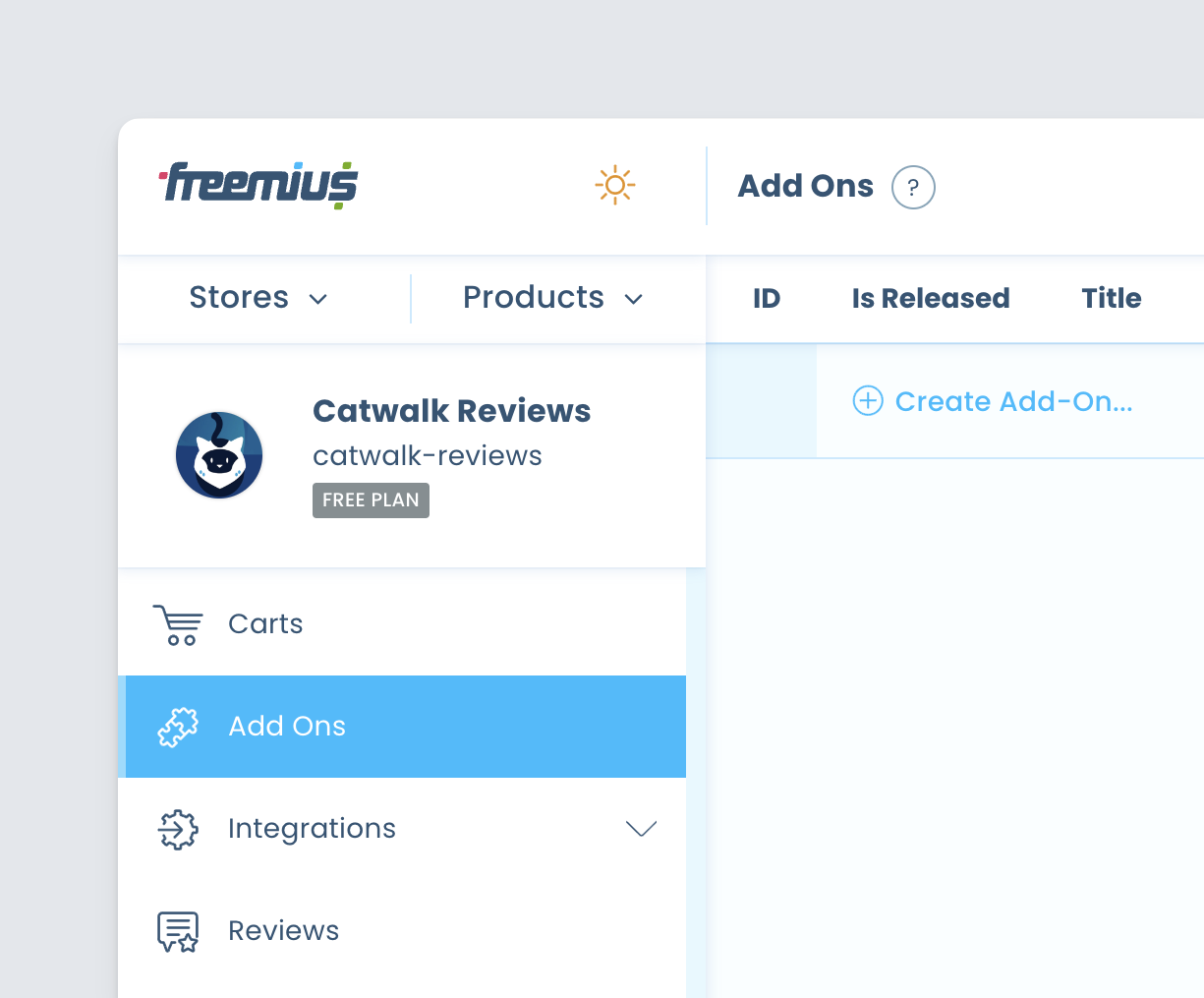 Freemius Dashboard Add-Ons Menu Item