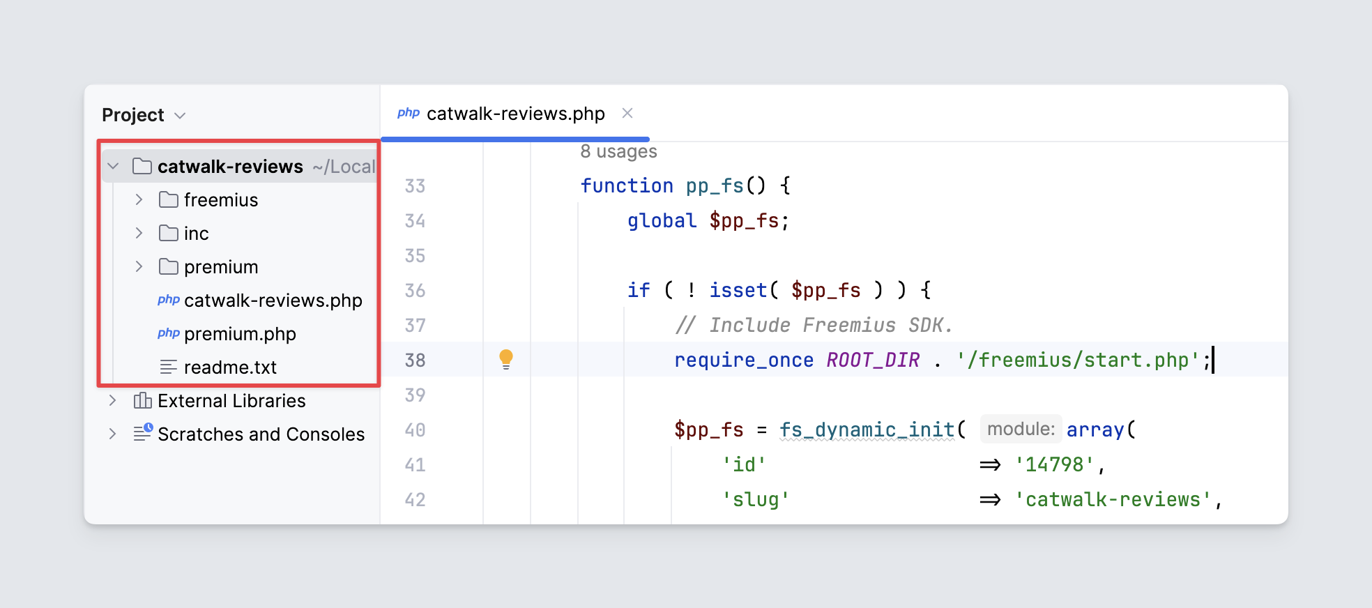 Freemius WordPress SDK Integration with product in root folder