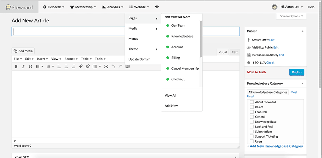 This is how Stewaard imagined their WordPress dashboard to look like.