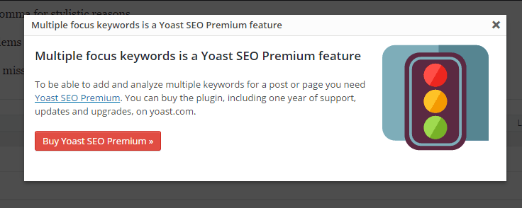An overlay that pops up when the user encounters a premium feature.