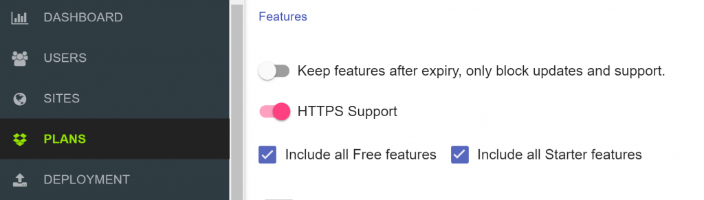 Block features on plan expiry