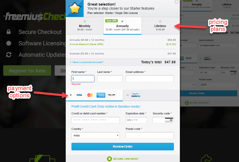 Freemius-Checkout
