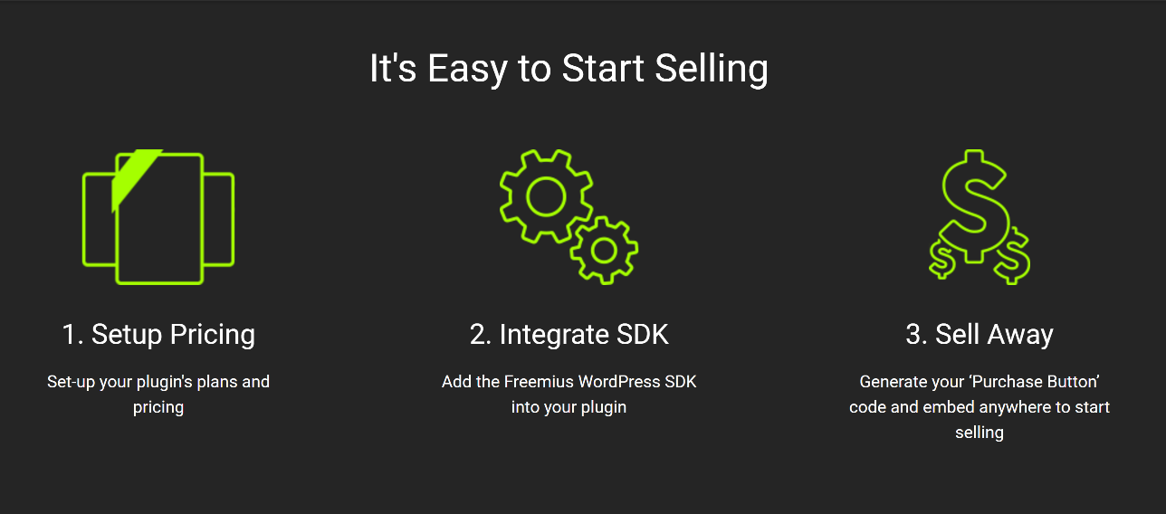 3 quick steps to start selling with Freemius