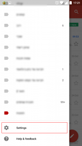 Gmail Mobile Settings Menu