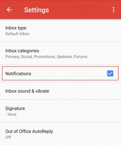 Gmail Mobile Notification Settings