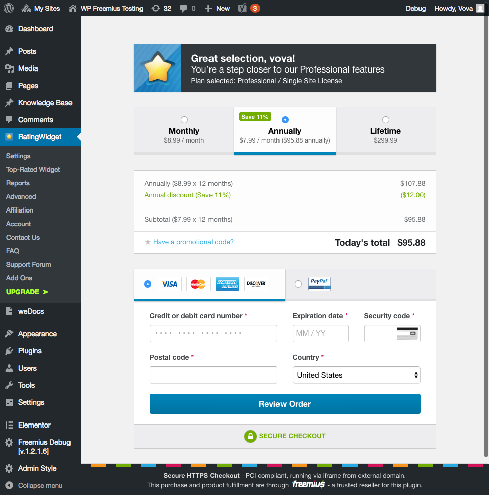 New In-Dashboard Checkout