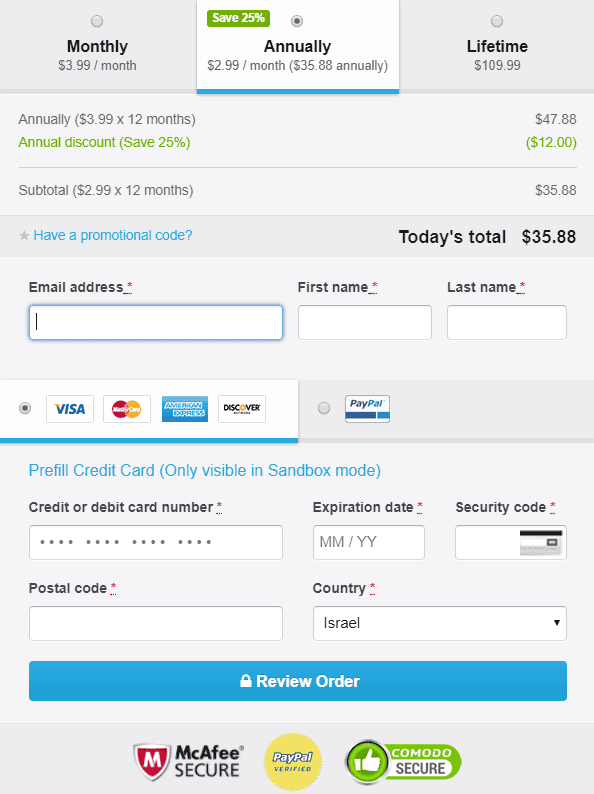 The Freemius checkout widget