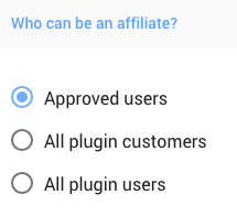 auto-approving customers or users who apply as affiliates