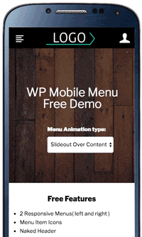 WP Mobile Menu's smooth mobile experience in a GIF