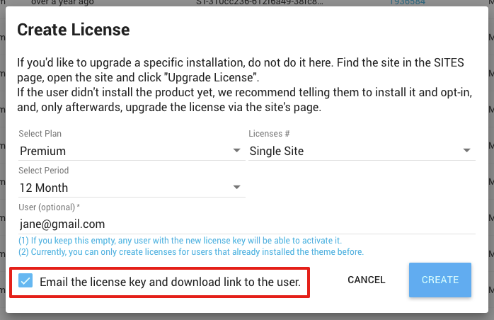 Email the License Key and Download Link to the User
