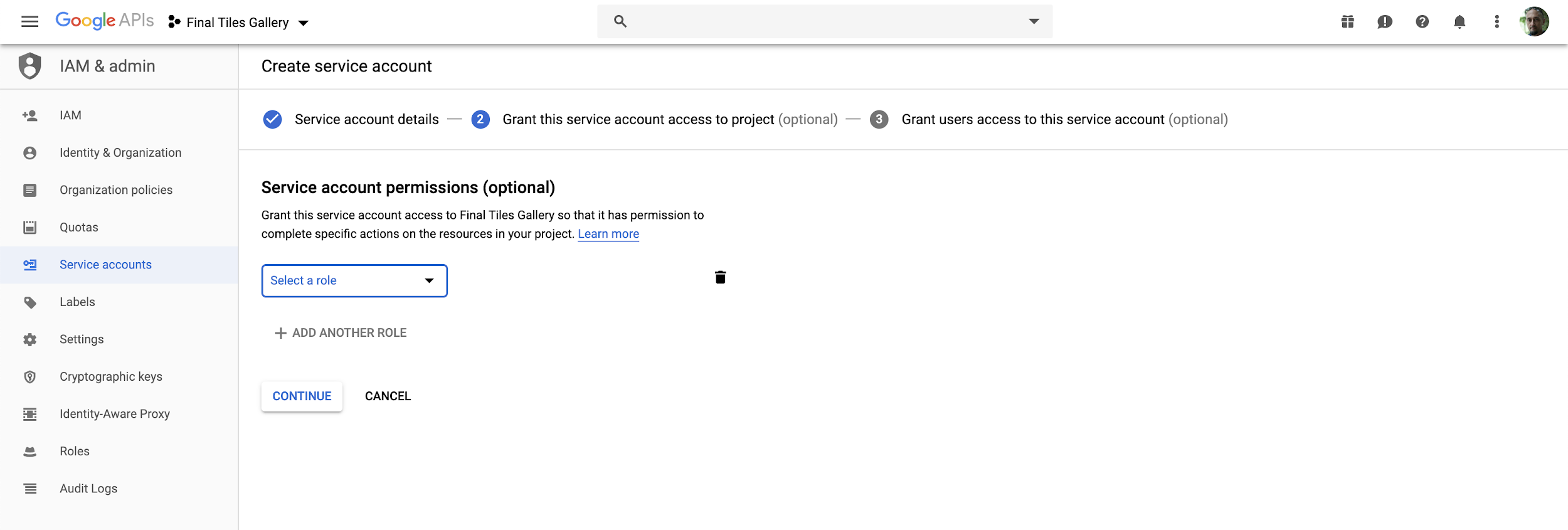 Google Cloud Service Account Creation