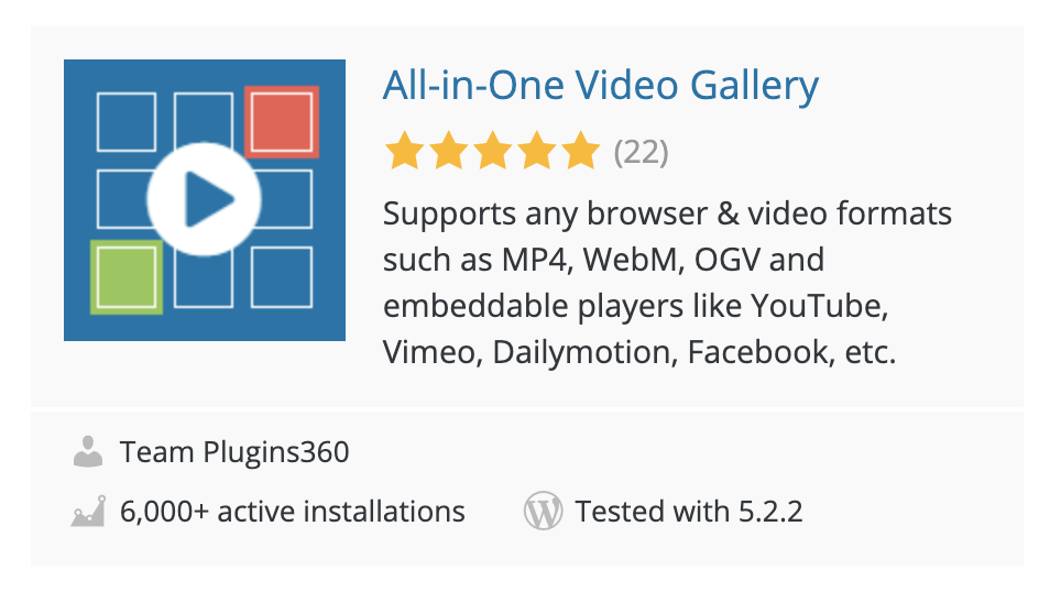 All-in-One Video Gallery WordPress.org Search Results