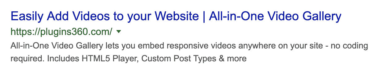 Plugins360 Suggested Google Search Results Snippet