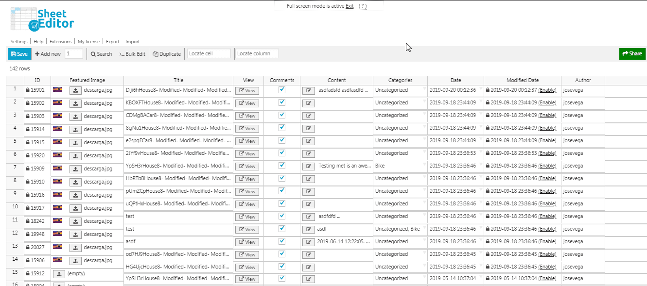 sample of sheet editor