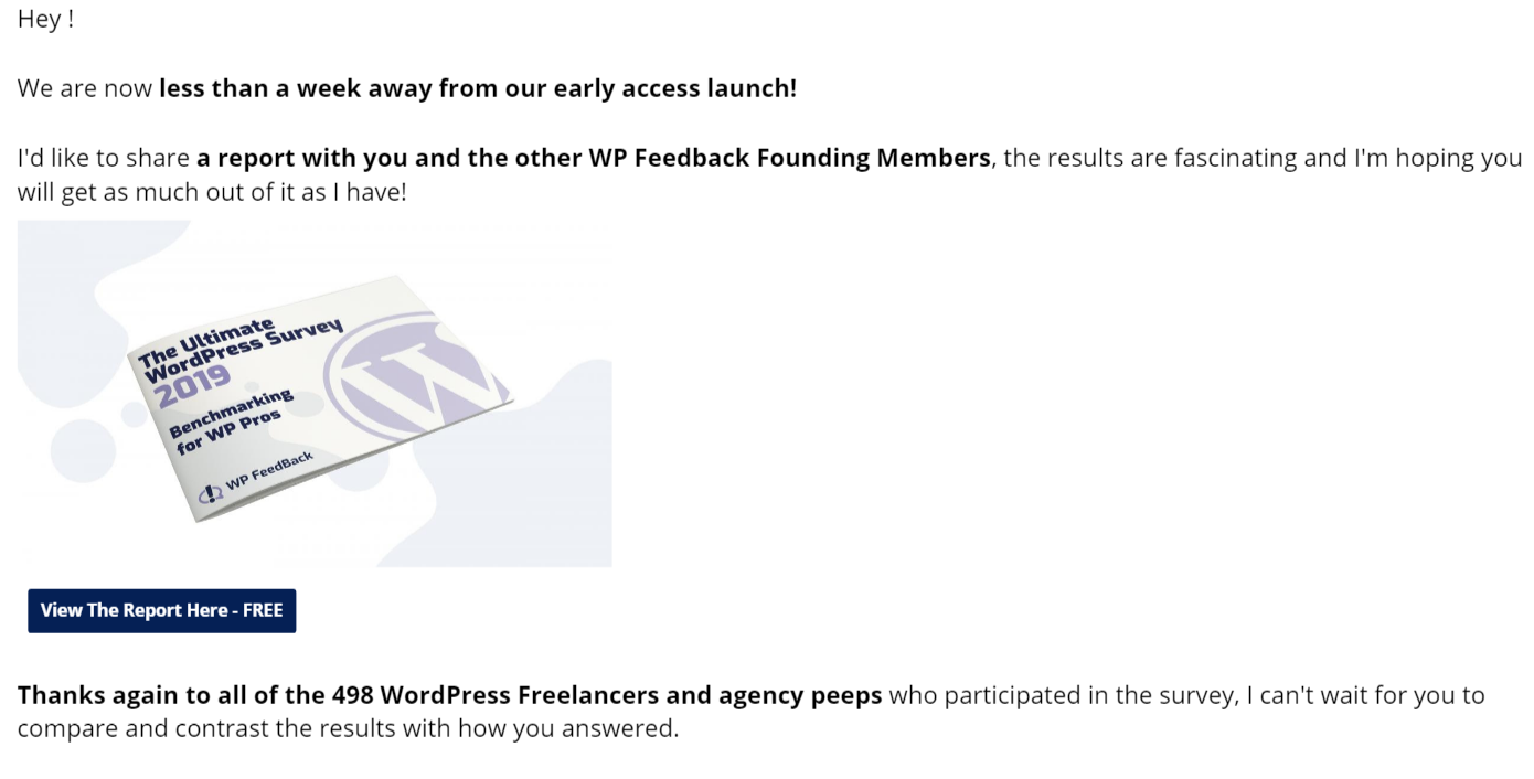 Email reminder for an early access launch from wordpress