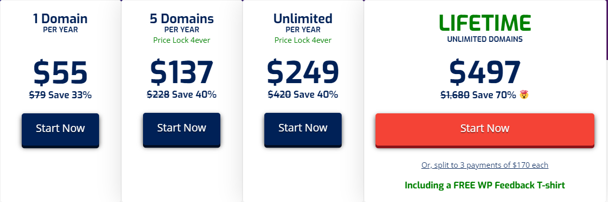 WP FeedBack pricing table