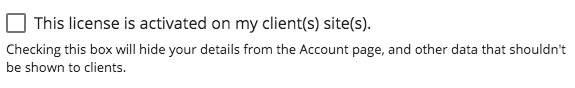 Tickbox for activating the license on the client site