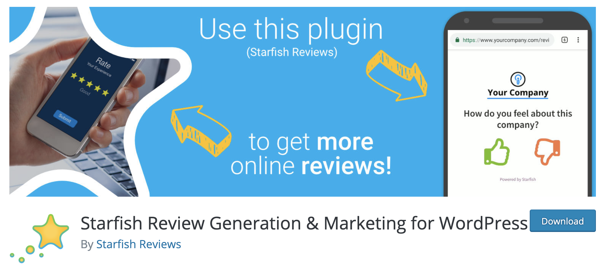 Starfish Reviews WordPress Repository Free Plugin Cover Image