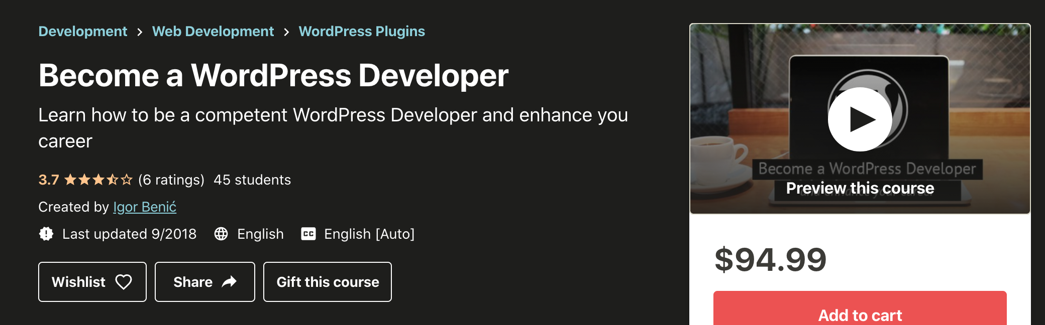 Igor Benic WordPress Plugin Development Course