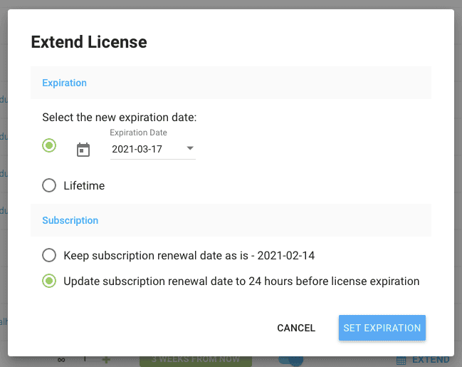 Freemius Developer Dashboard Extend License and Update Subscription Renewal Date