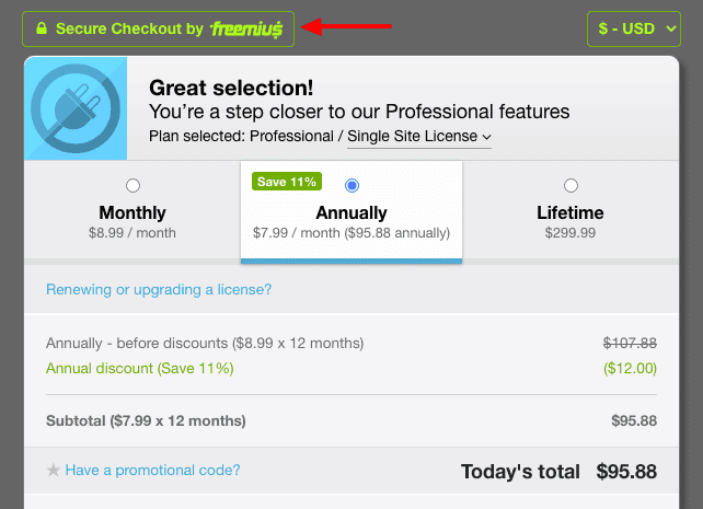 Freemius Secure Checkout Badge