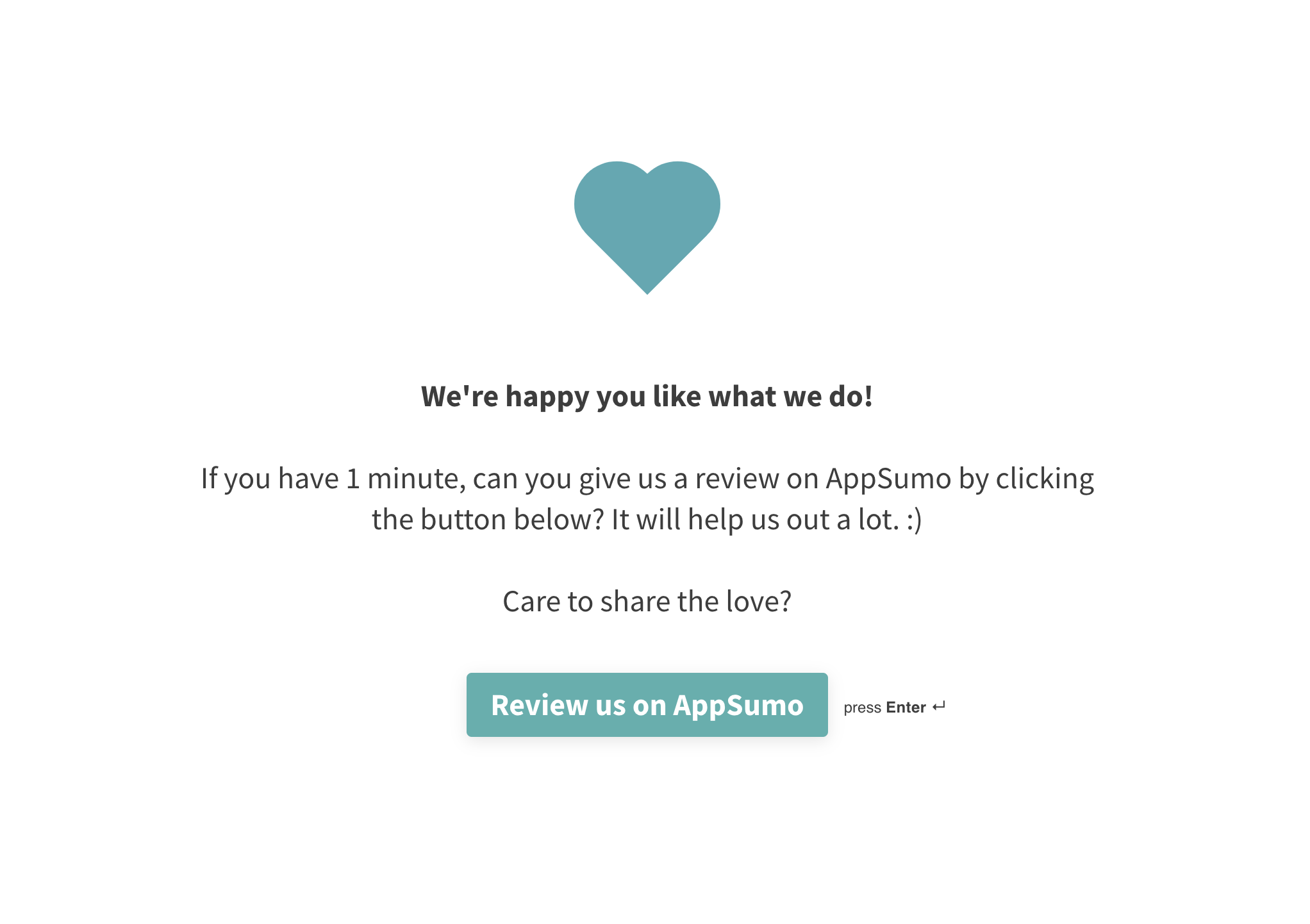 Studiocart Survey Completion - Leave AppSumo Review Request