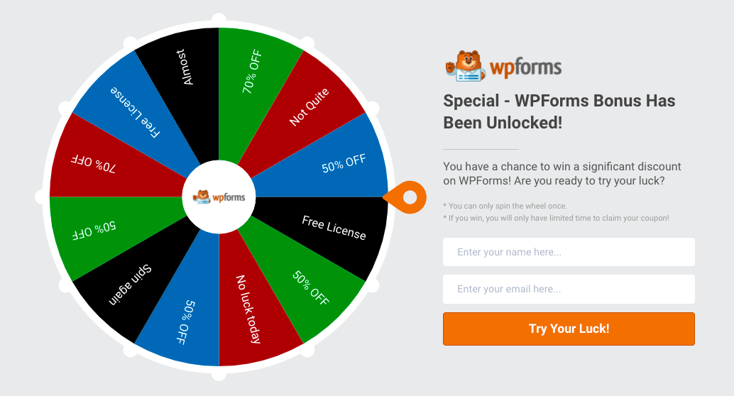 wp forms bonus roulette for free license and discounts 