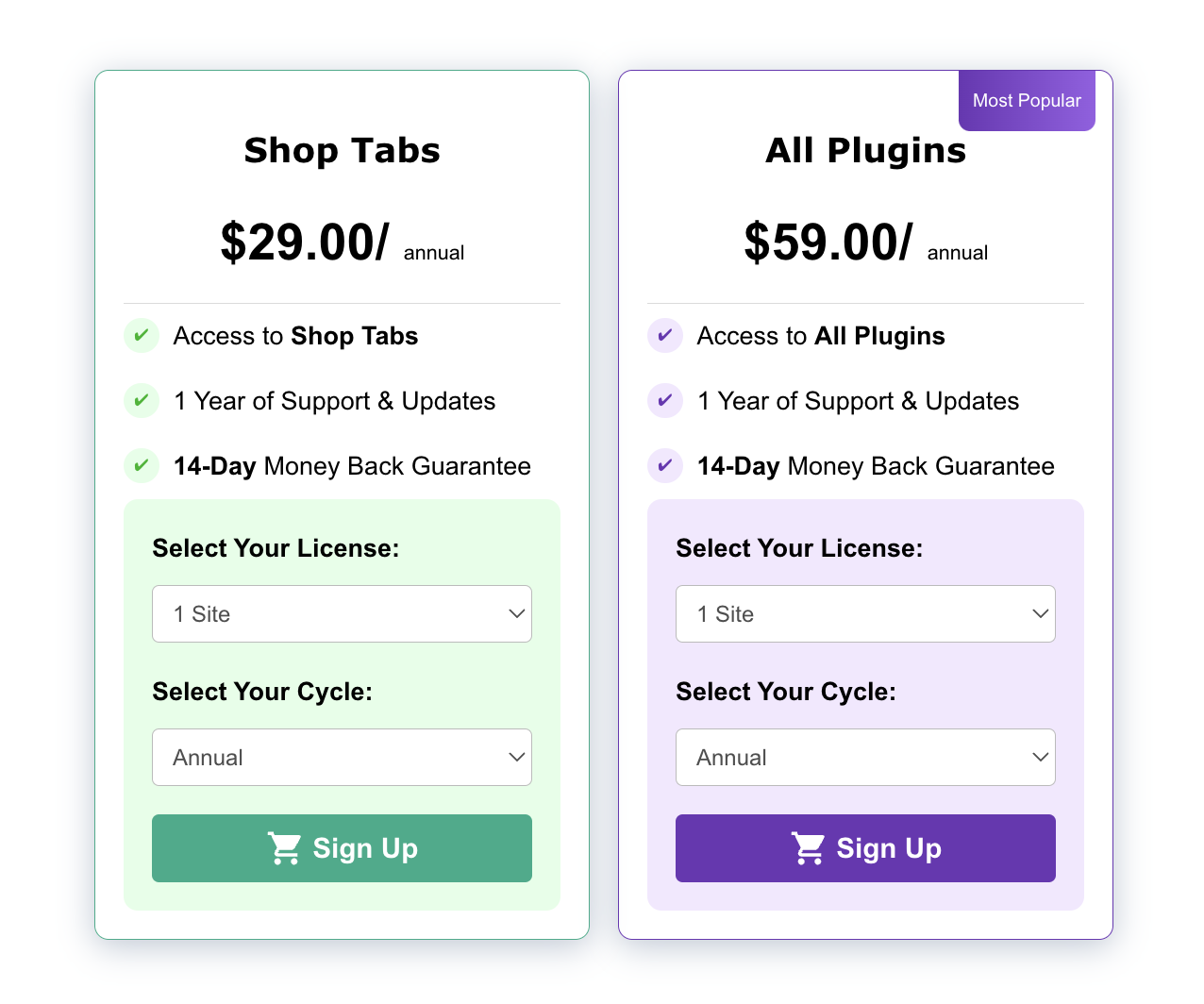  Divi Kingdom pricing page with comparison 3 products