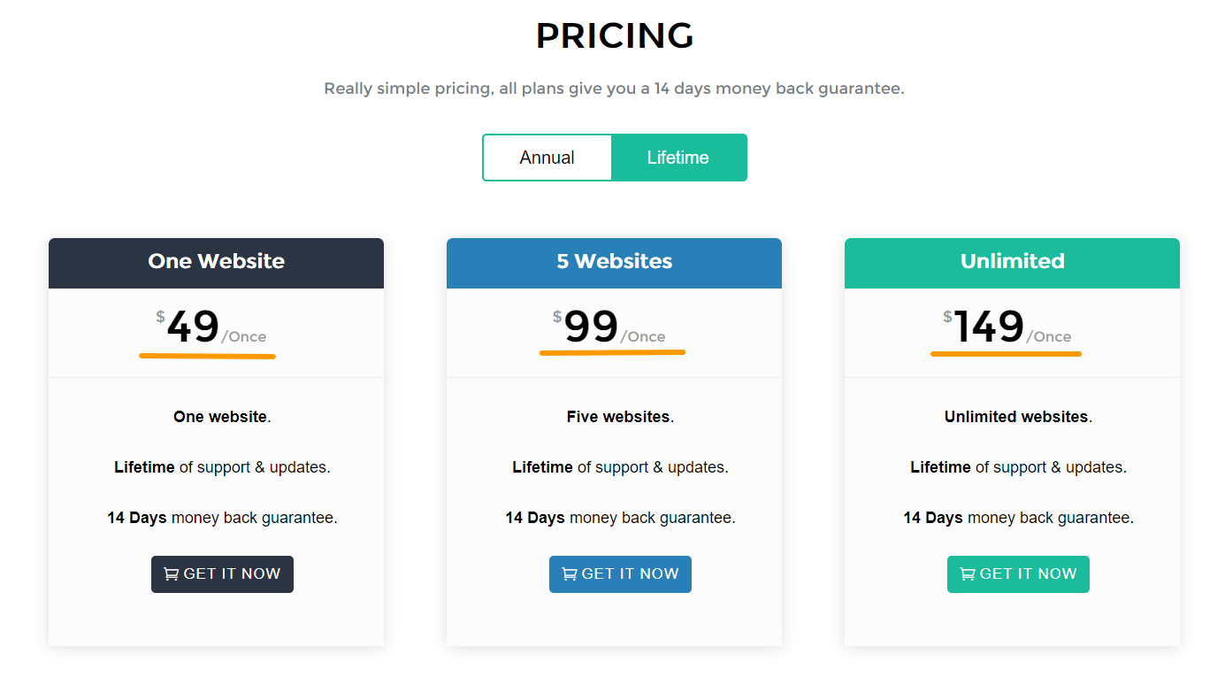  Divi Kingdom pricing page with comparison 3 products