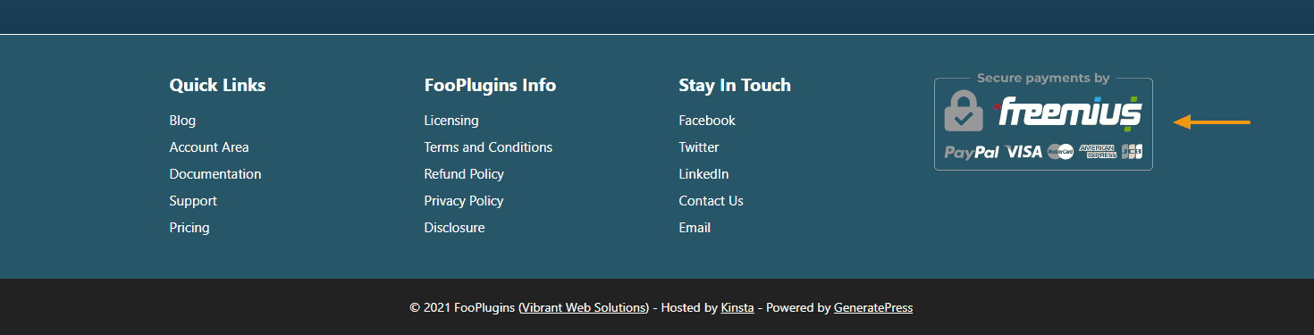 FooPlugins footer page