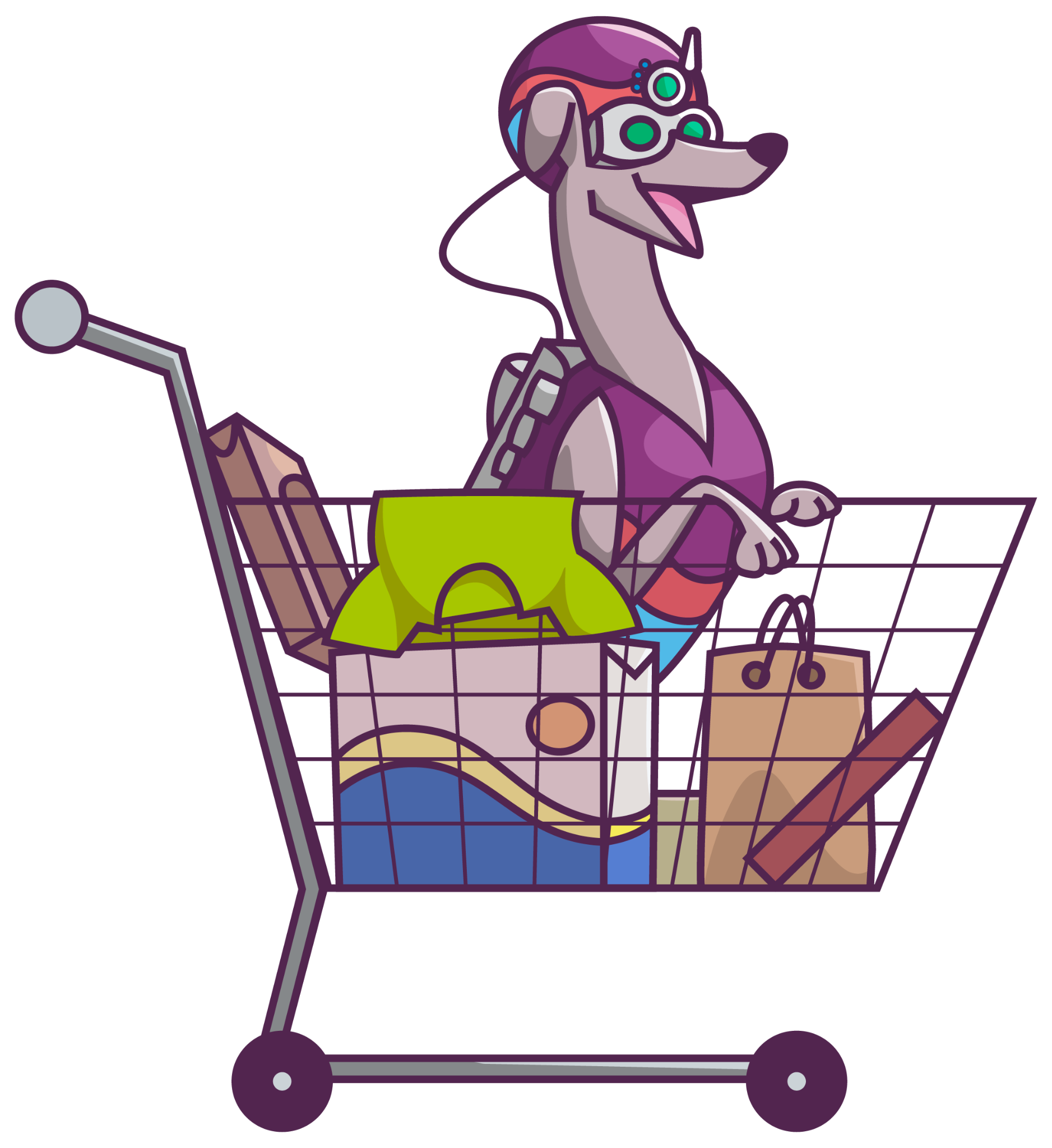 FiboSearch dog in a shopping cart icon