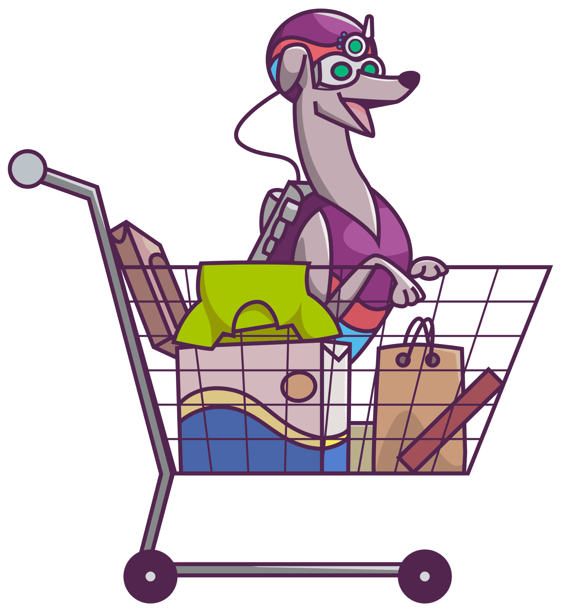 FiboSearch dog in a shopping cart icon