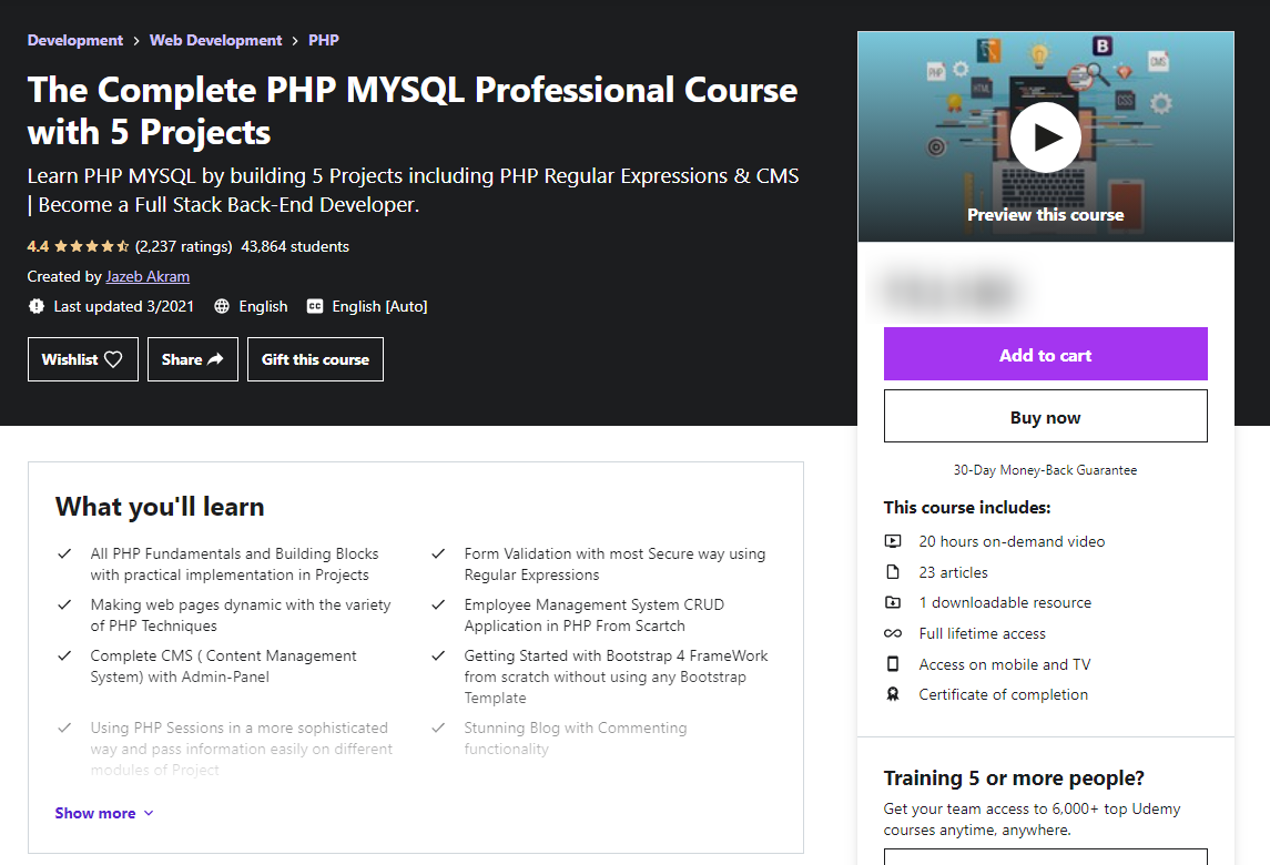 The Complete PHP MySQL Professional Course With 5 Projects