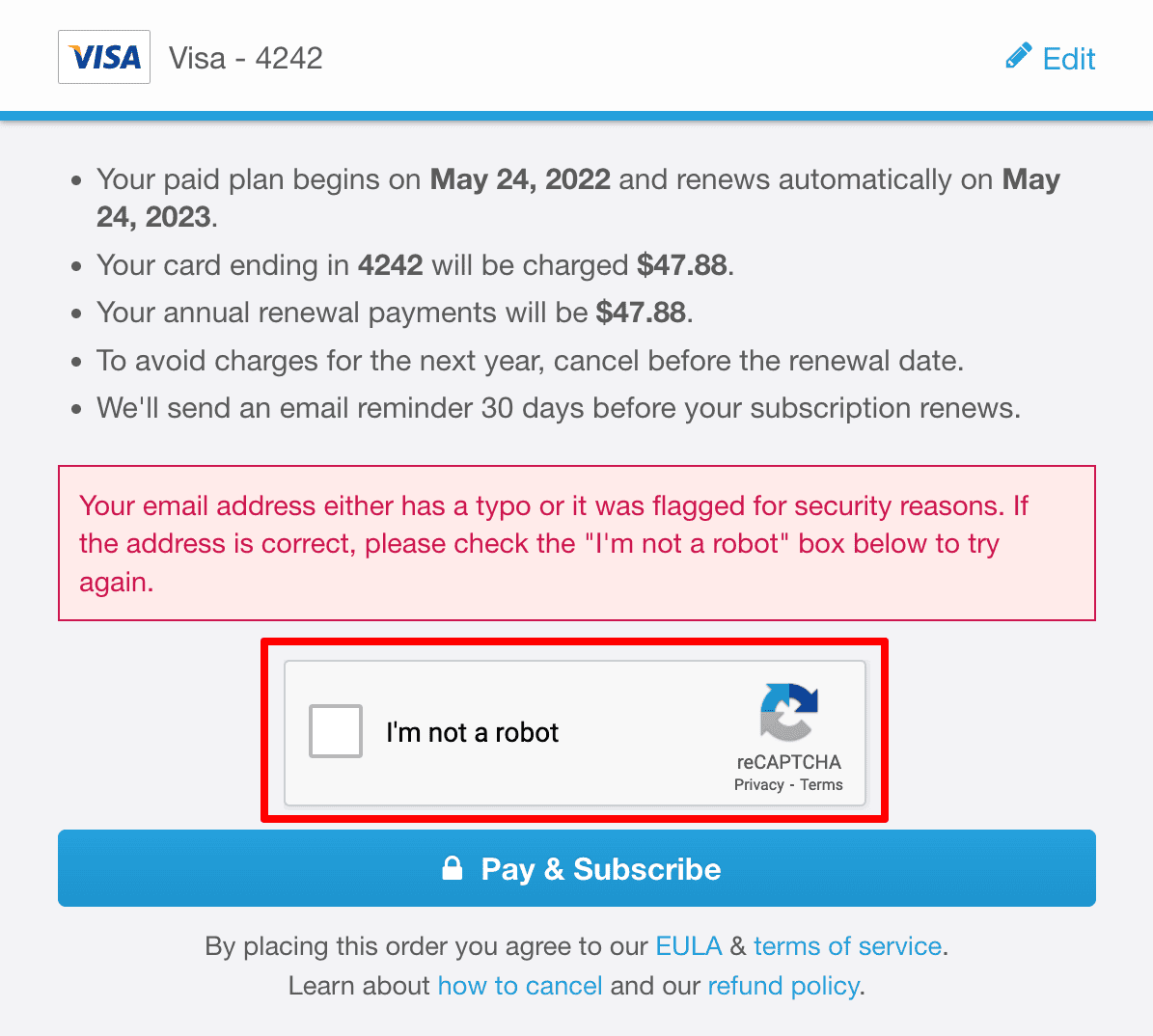 Freemius Checkout With reCAPTCHA for Credit Card Testing Fraud