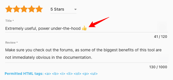 Review with Emoji in Freemius Developer Dashboard
