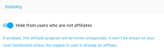Freemius Affiliate Program Visibility Switch