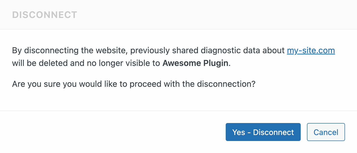 Confirmation Dialog Box To Explain What Disconnecting Website Means