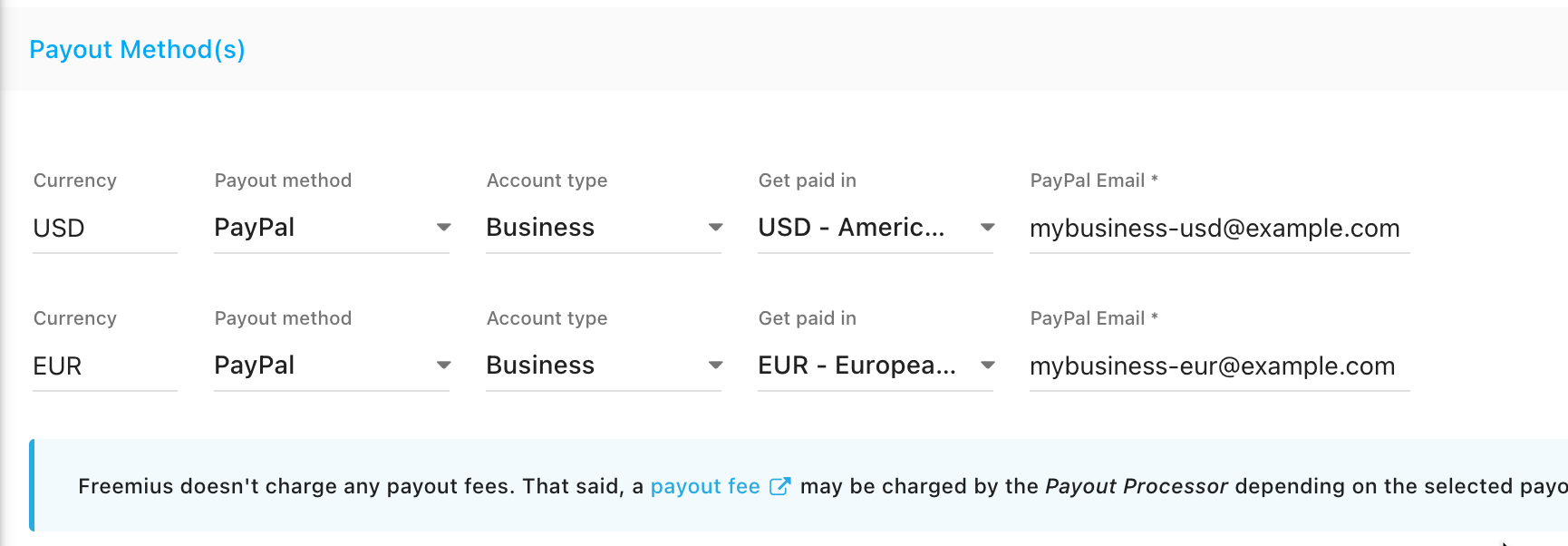 Setting up multi-currency payout method Freemius