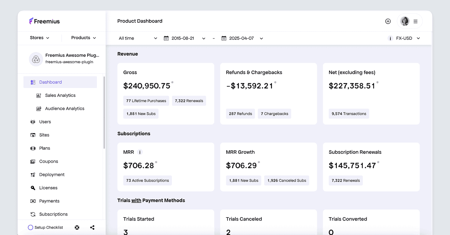 Freemius - best Gumroad alternative for software makers