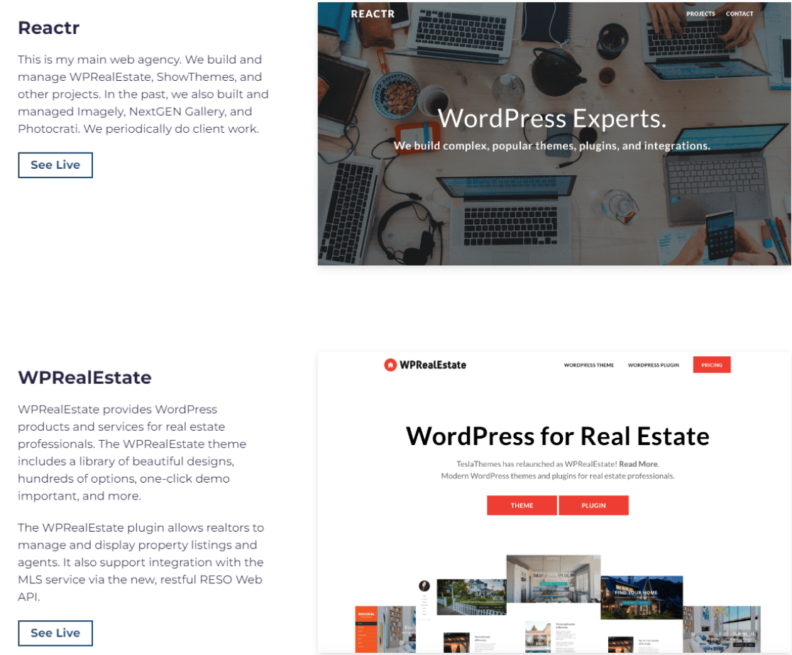 WP Real Estate landing pages