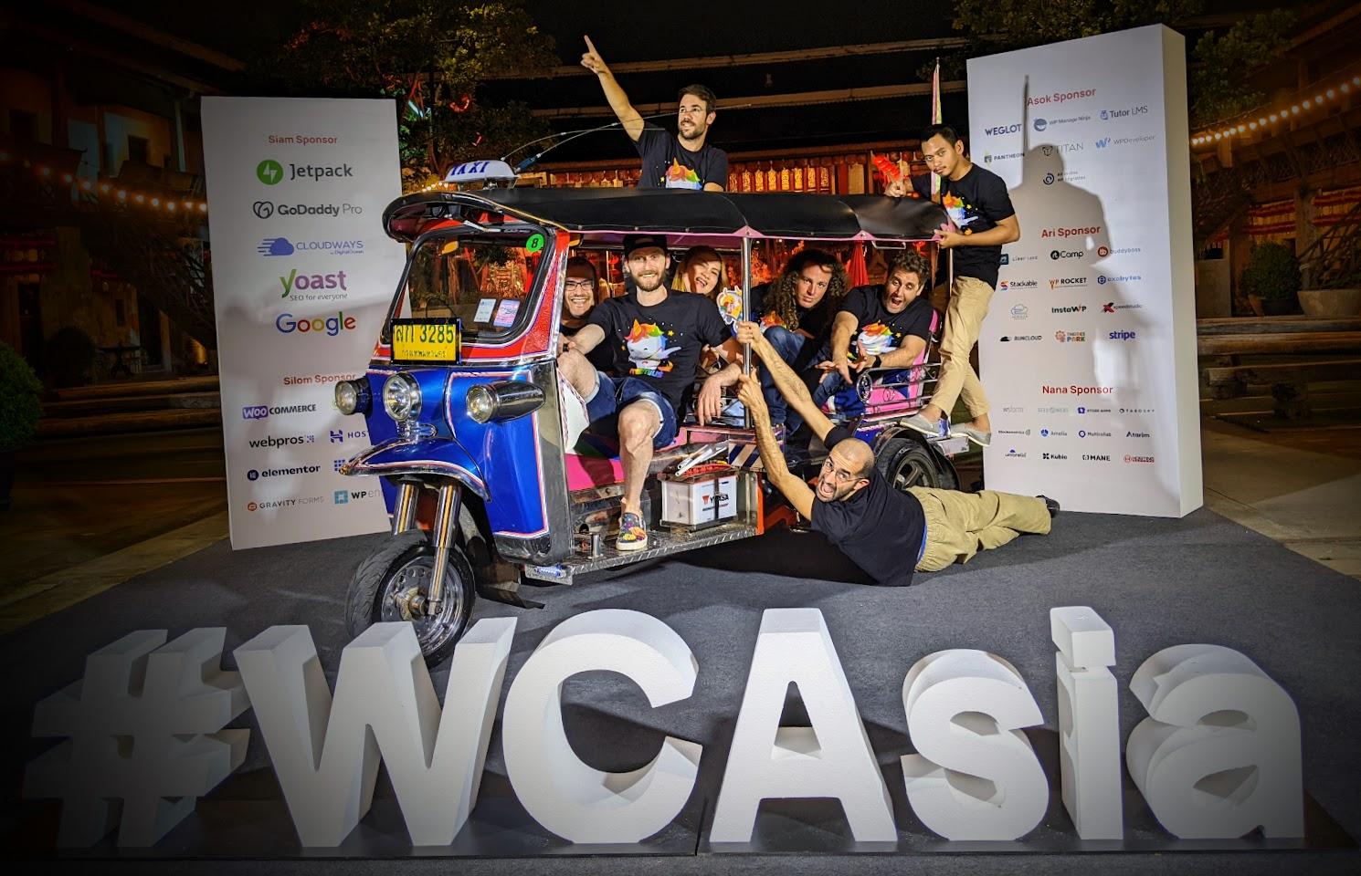 Freemius team in a tuk tuk while at the WordCamp Asia 2023 after party