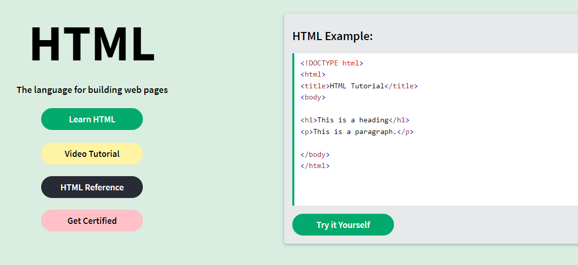 W3Schools HTML coding demo