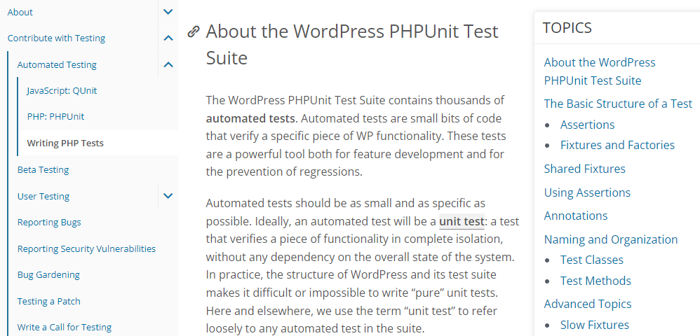 WordPress PHPUnit Test Suite 