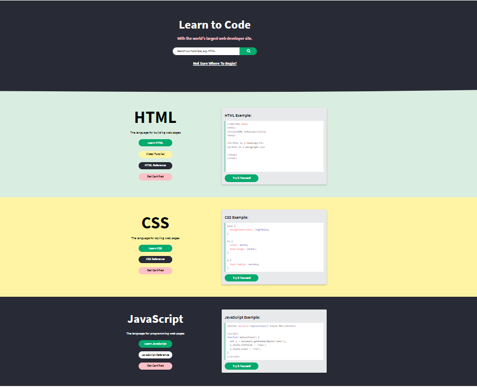 HTML CSS JavaScript WP3Schools