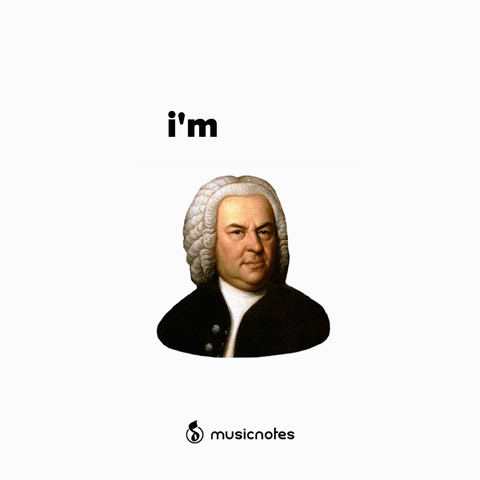 GIF of sunglasses landing on Bach's face
