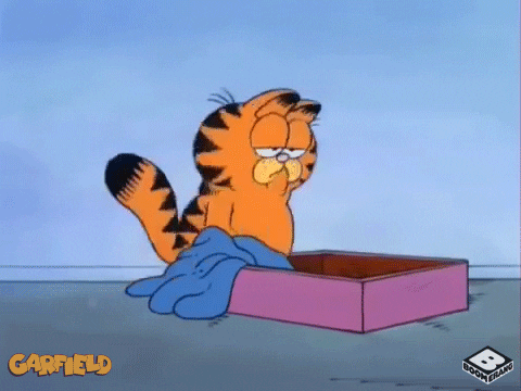 gif of garfield falling onto his face