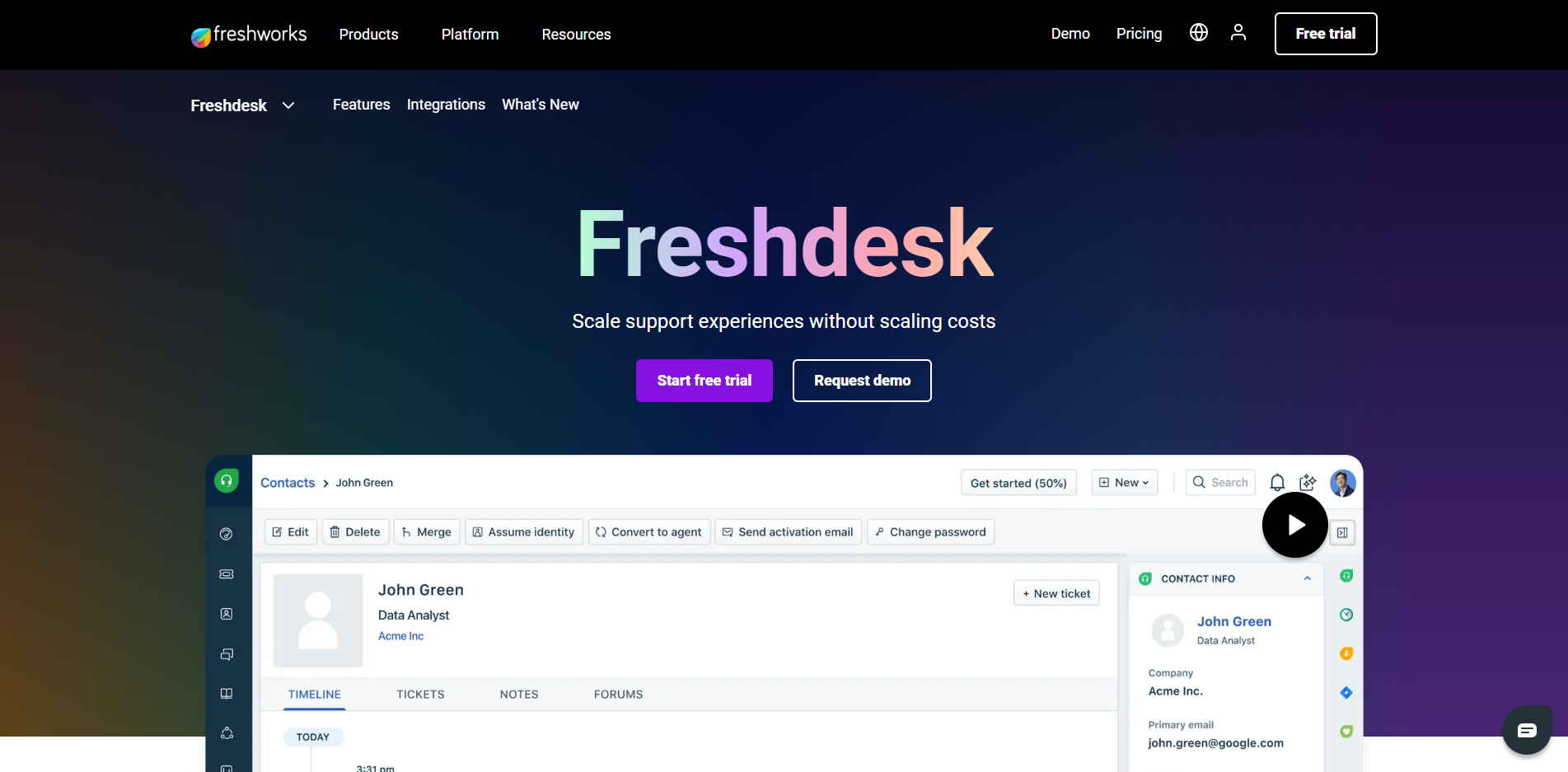 Freshdesk customer service software website