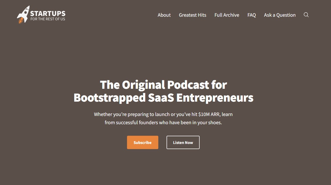 startups for the rest of us website home page