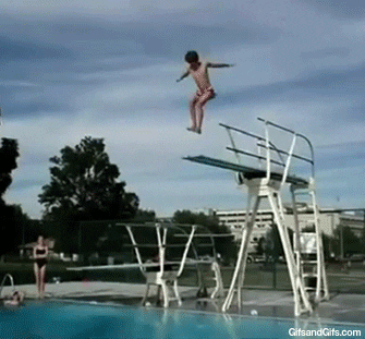 financial optimization is part of successful saas GIF of man jumping in pool