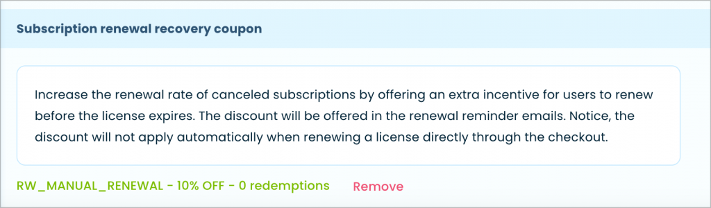 Freemius Developer Dashboard Manual Subscription Renewal Coupons